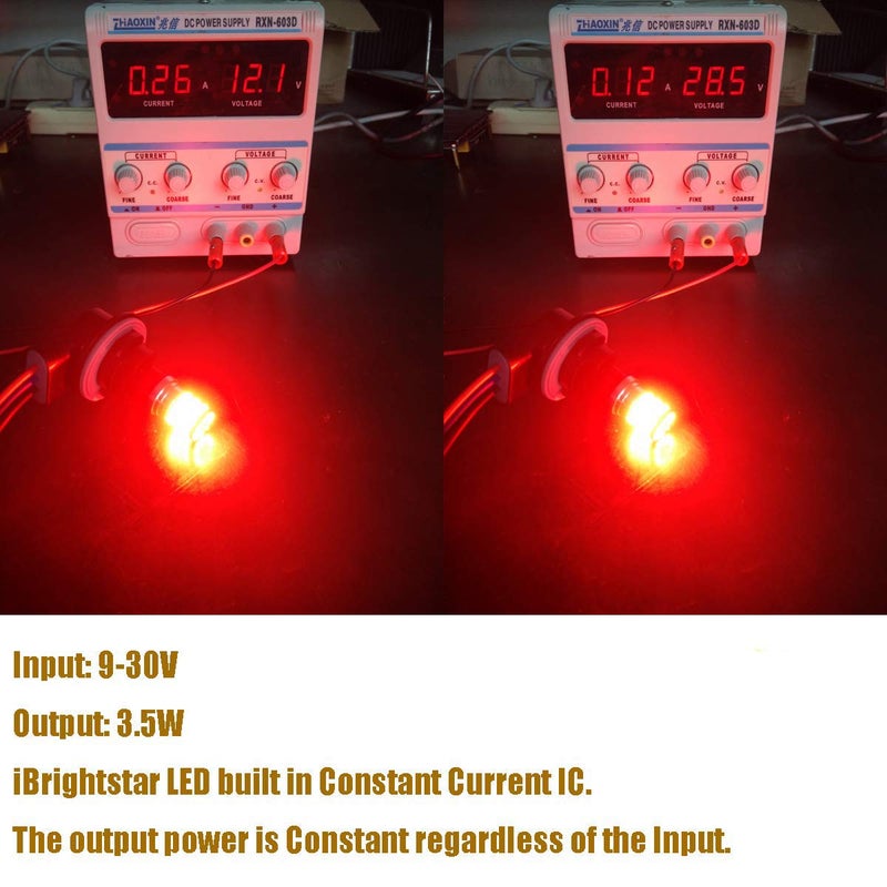 iBrightstar 9-30V Flashing Strobe Blinking Brake Lights 3157 3057 3156 3056 LED Bulbs Replacement for Tail Brake Stop Lights, Brilliant Red - Image 4